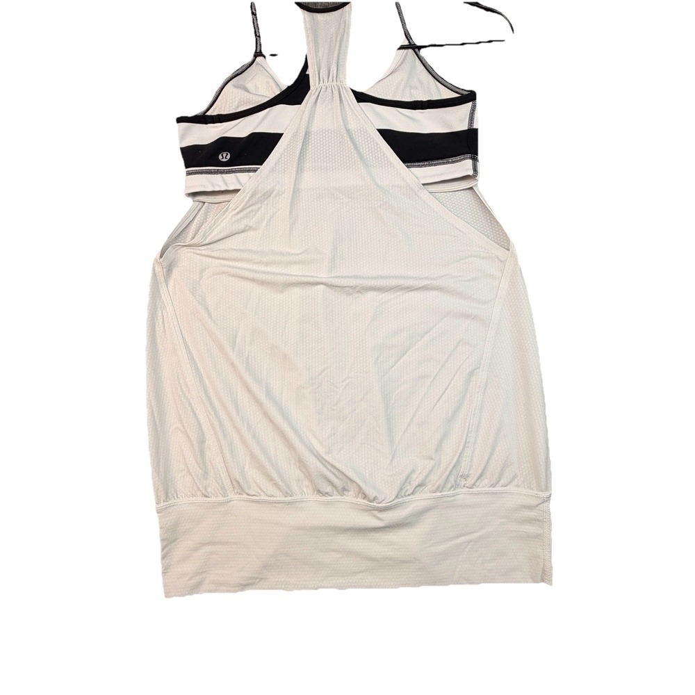 Lululemon Built In Bra Tank Top White Black Stripe Racerback Size 8 - Picture 3 of 9